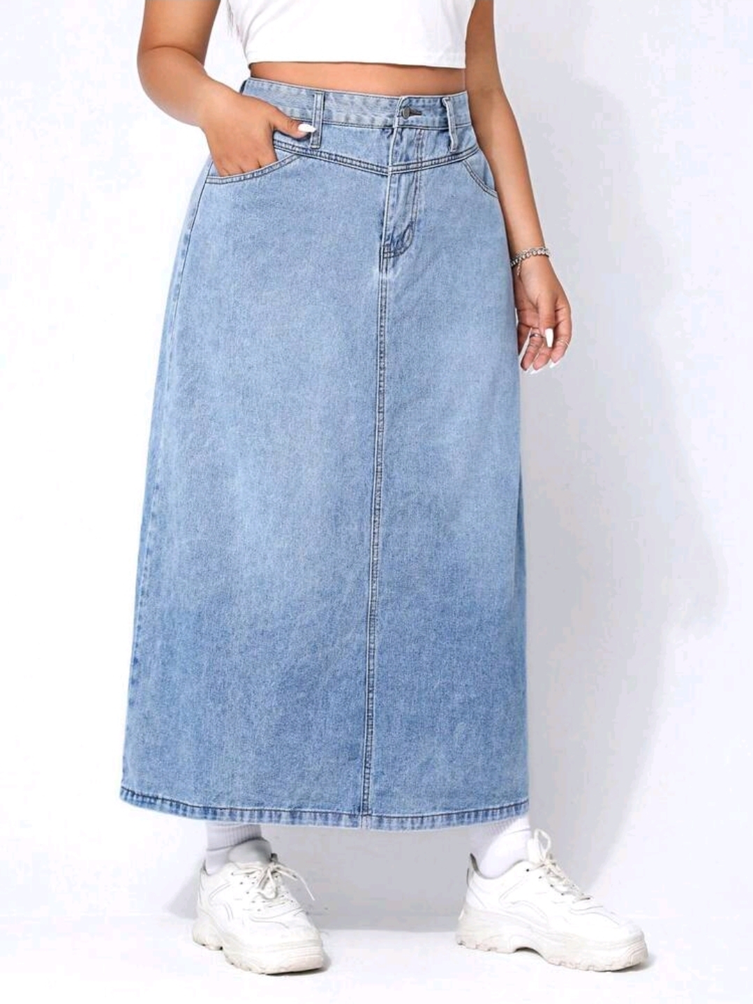 Button Denim Skirt, Summer, WSK-001