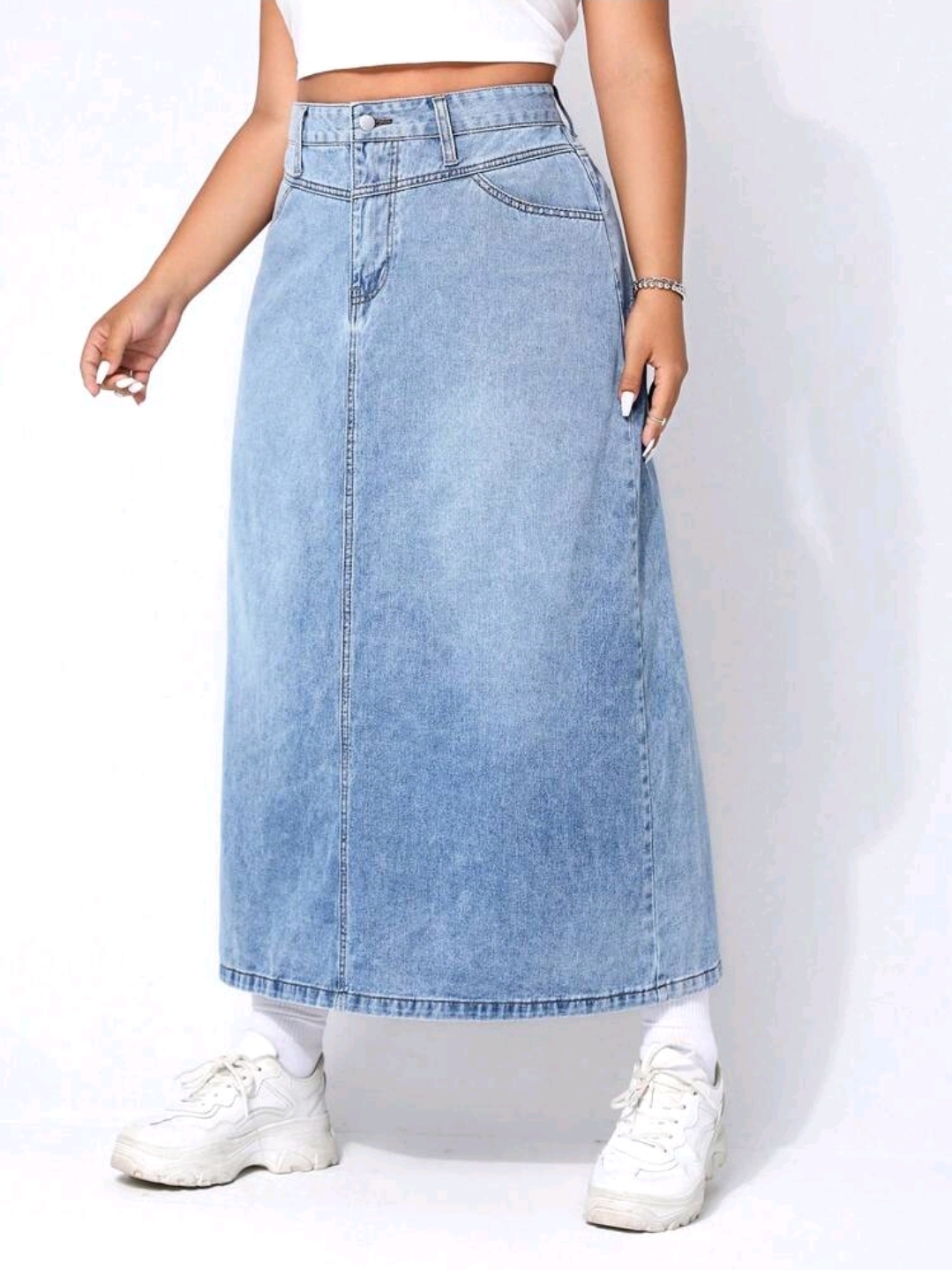 Button Denim Skirt, Summer, WSK-001