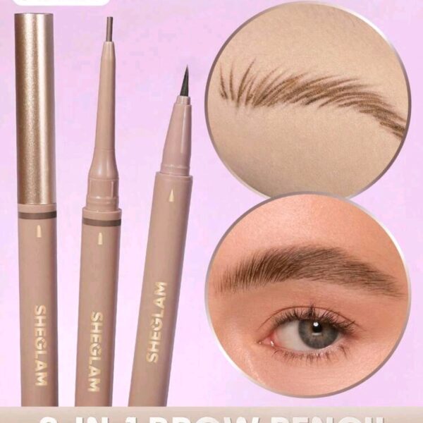 SHEGLAM 2-In-1 ( TAUPE Color ) Brow Pencil-Waterproof Liquid Eyebrow Makeup, WMU-003