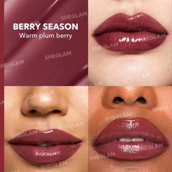 SHEGLAM Lip Plumper- ( Berry Season color ) Solid Lip Gloss Non-Stick Makeup, WMU-005