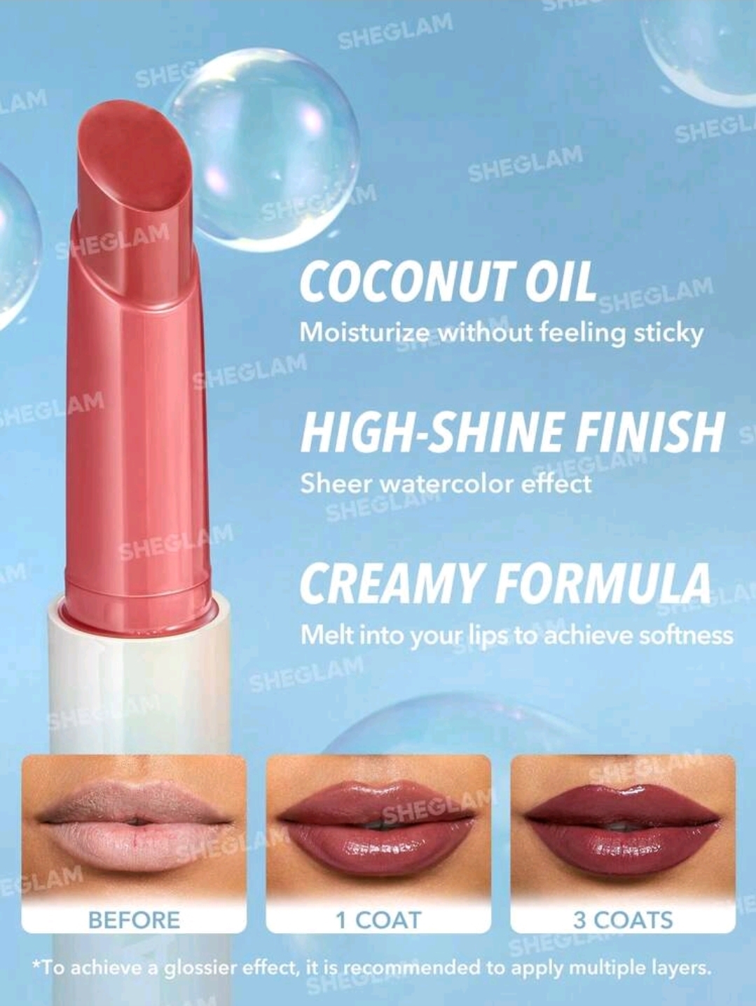 SHEGLAM Lip Plumper- ( Berry Season color ) Solid Lip Gloss Non-Stick Makeup, WMU-005