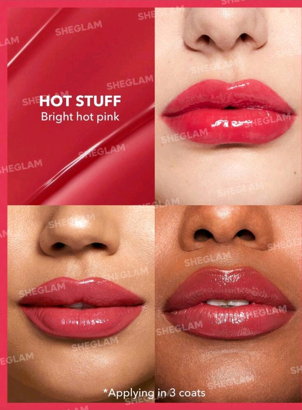 SHEGLAM Lip Plumper-( Hot stuff color ) Solid Lip Gloss Non-Stick Makeup, WMU-006