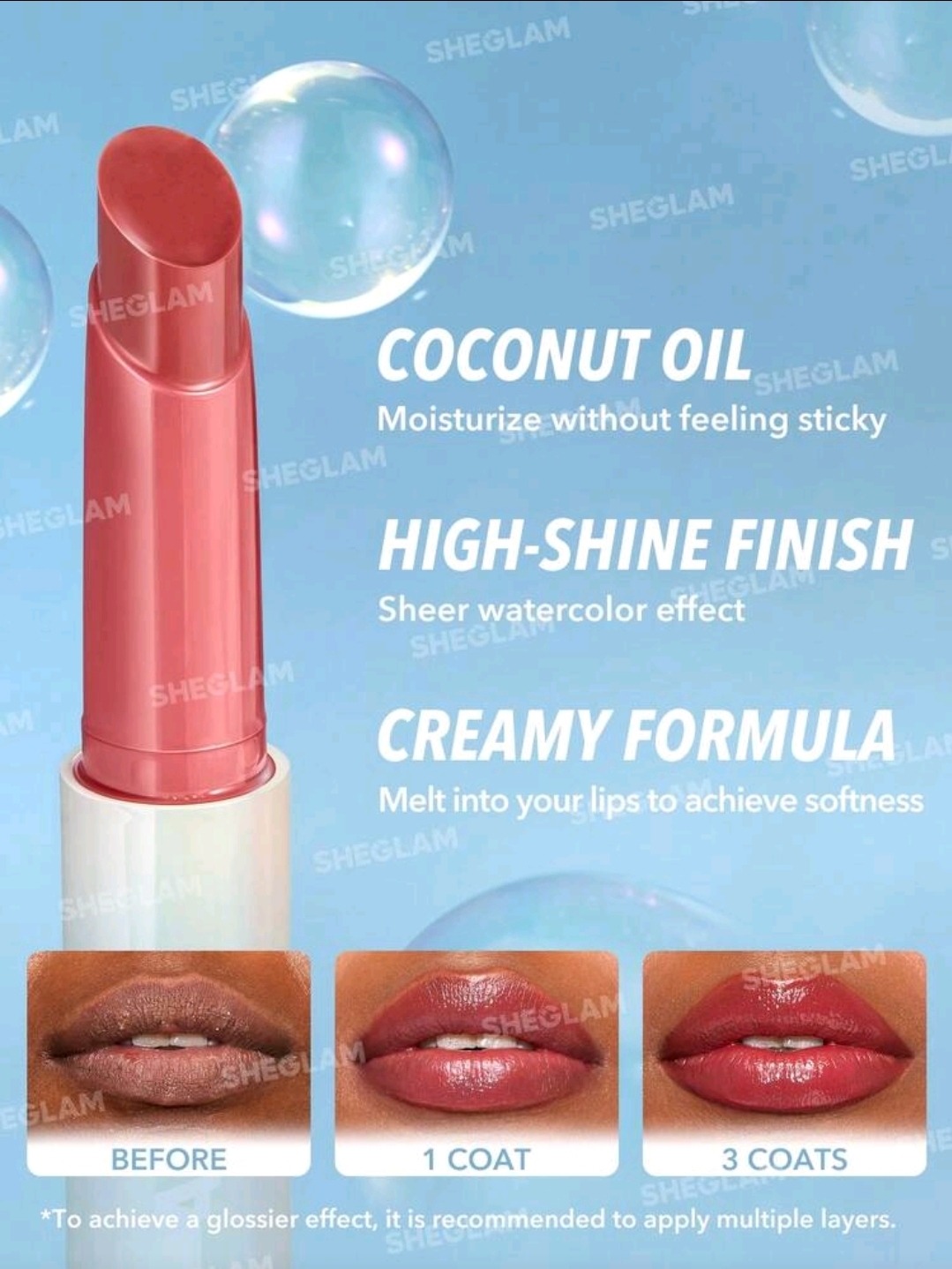 SHEGLAM Lip Plumper-( Hot stuff color ) Solid Lip Gloss Non-Stick Makeup, WMU-006