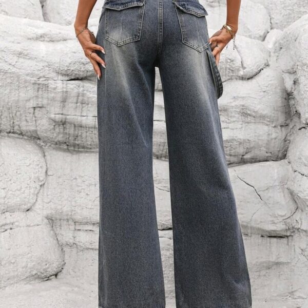 Front Button Pocket Casual Denim Jeans, WJN-004