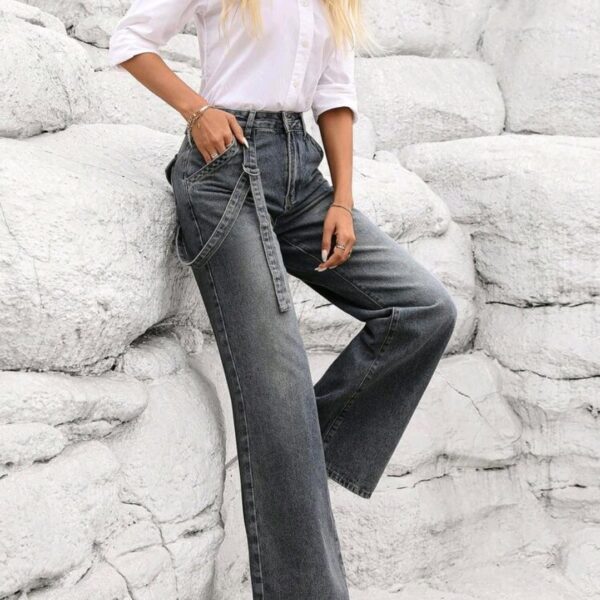 Front Button Pocket Casual Denim Jeans, WJN-004
