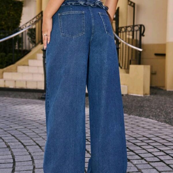 Women's Pockets Flared Loose Casual Jeans, WJN-003