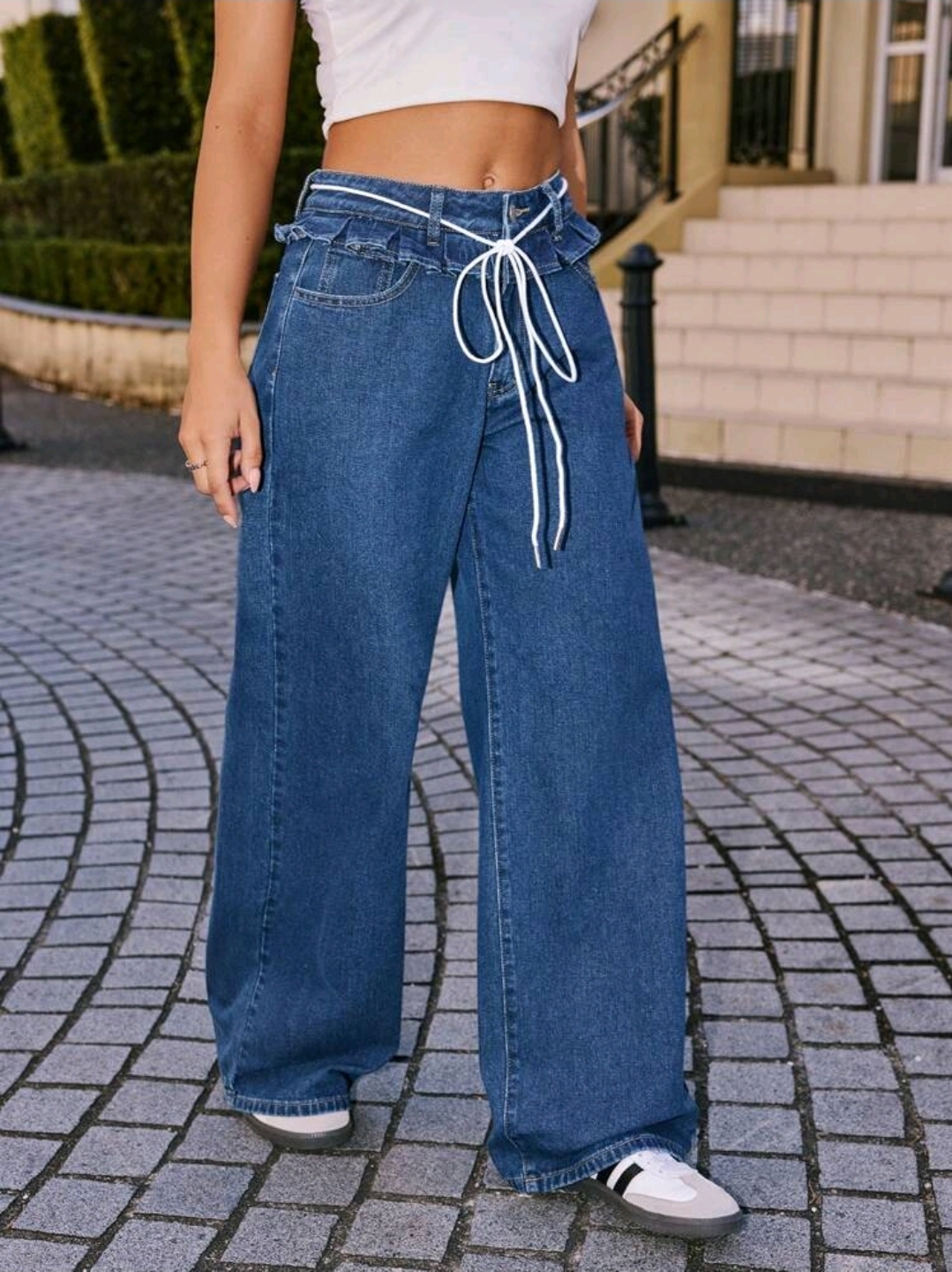 Women's Pockets Flared Loose Casual Jeans, WJN-003