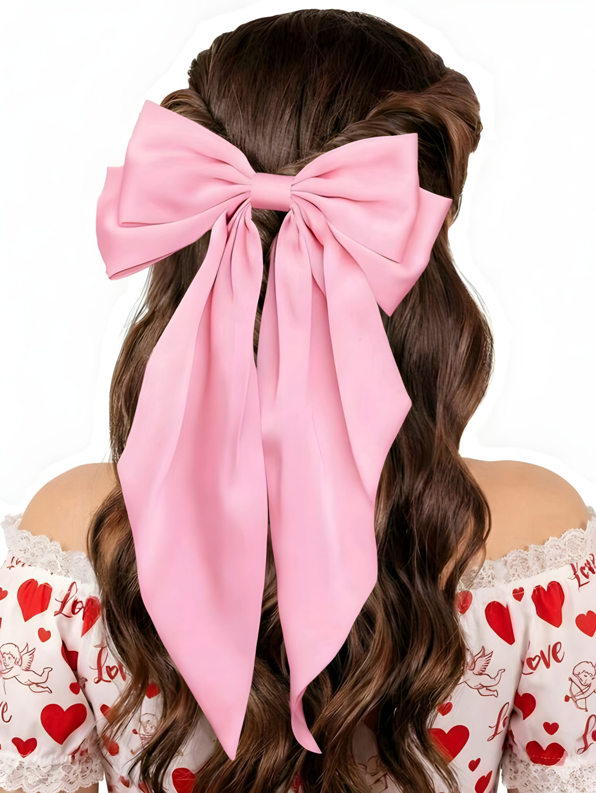b7b5f91f-60bf-4275-bc37-2ed4d04a06cc Pink Women's Long Tail Bow Hair Clips , WAC-004