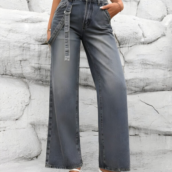 Front Button Pocket Casual Denim Jeans, WJN-004