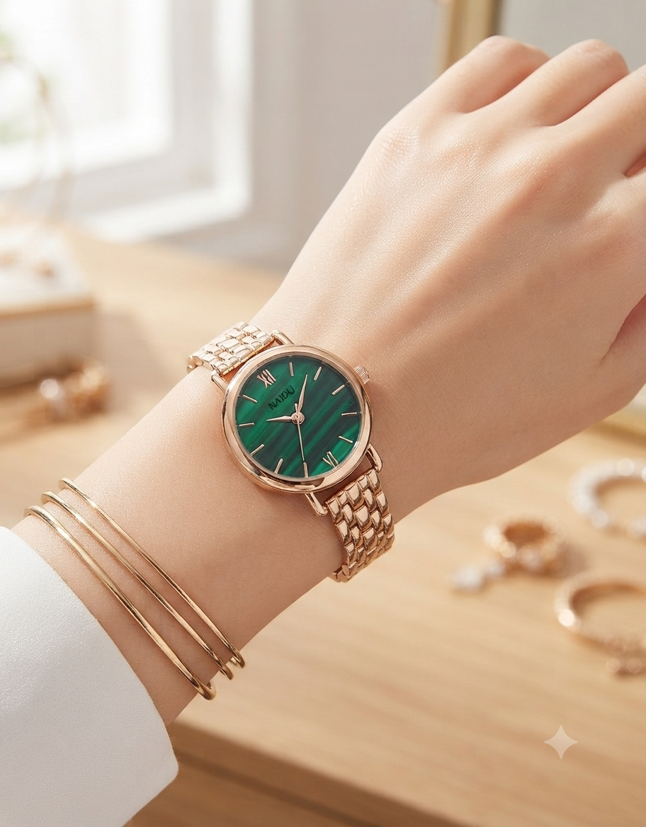 Green Gold Color Simple Style Ladies Watch WAC-0031
