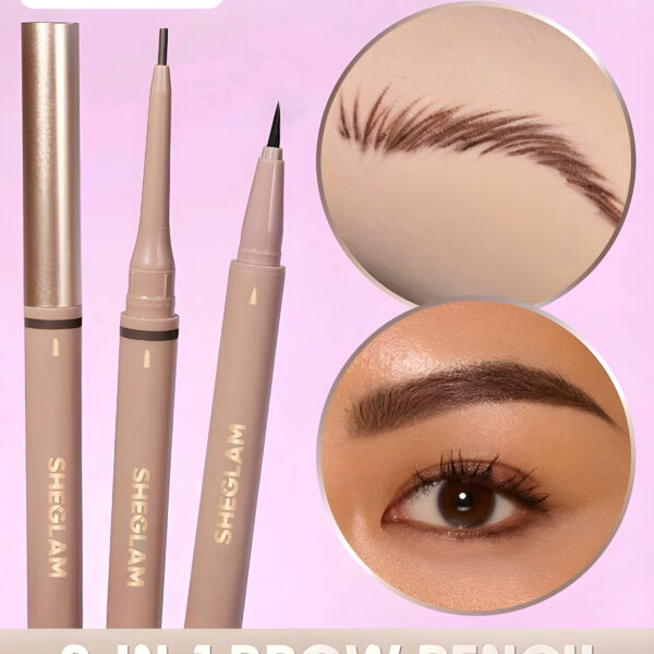 SHEGLAM 2-In-1 ( Chocolate Color ) Brow Pencil-Waterproof Liquid Eyebrow Makeup, WMU-0011