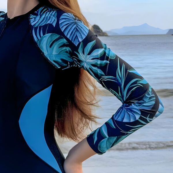 Women's Long Sleeve Zip Jumpsuit Swimsuit, WSW-0016