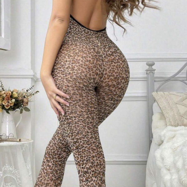 Tigger Lace Sexy Lingerie Leopard Print Crotchless Bodysuit Lingerie, WLG-0011