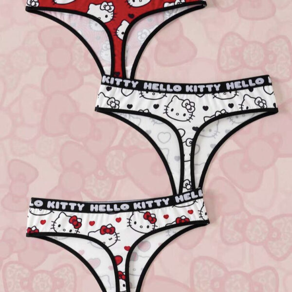 3 Pics HELLO KITTY AND FRIENDS Comfortable Thong Panties, WLG-0013