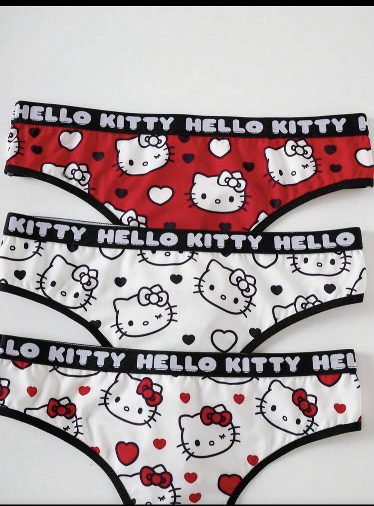 3 Pics HELLO KITTY AND FRIENDS Comfortable Thong Panties, WLG-0013