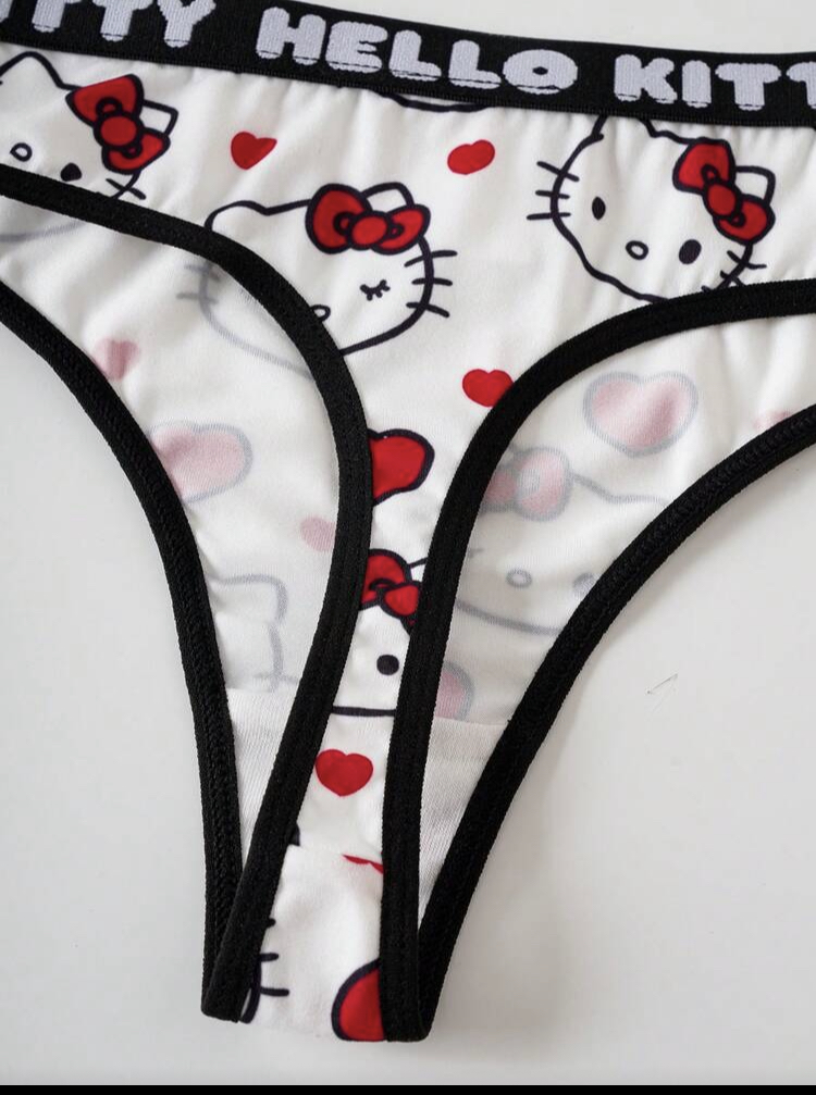 3 Pics HELLO KITTY AND FRIENDS Comfortable Thong Panties, WLG-0013
