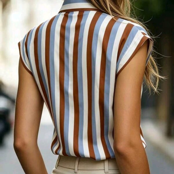 Casual Style Print Neck Cap Sleeve Blouse, WTP-007