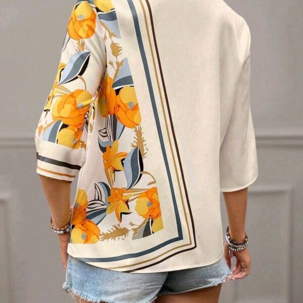Women's Printed Colorful Shirt, 3/4 Sleeve Tops Blouse, WTP-009