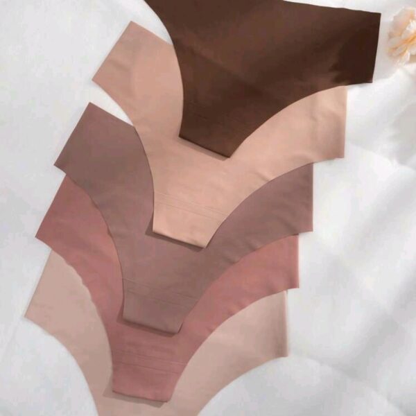 5 Pics Women's Casual Comfy Multicolor Knitted Fabric Plain Briefs, WLG-0012