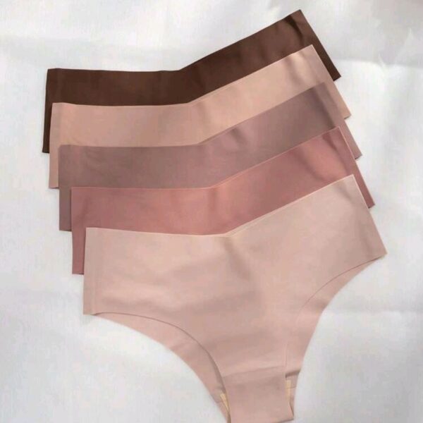 5 Pics Women's Casual Comfy Multicolor Knitted Fabric Plain Briefs, WLG-0012