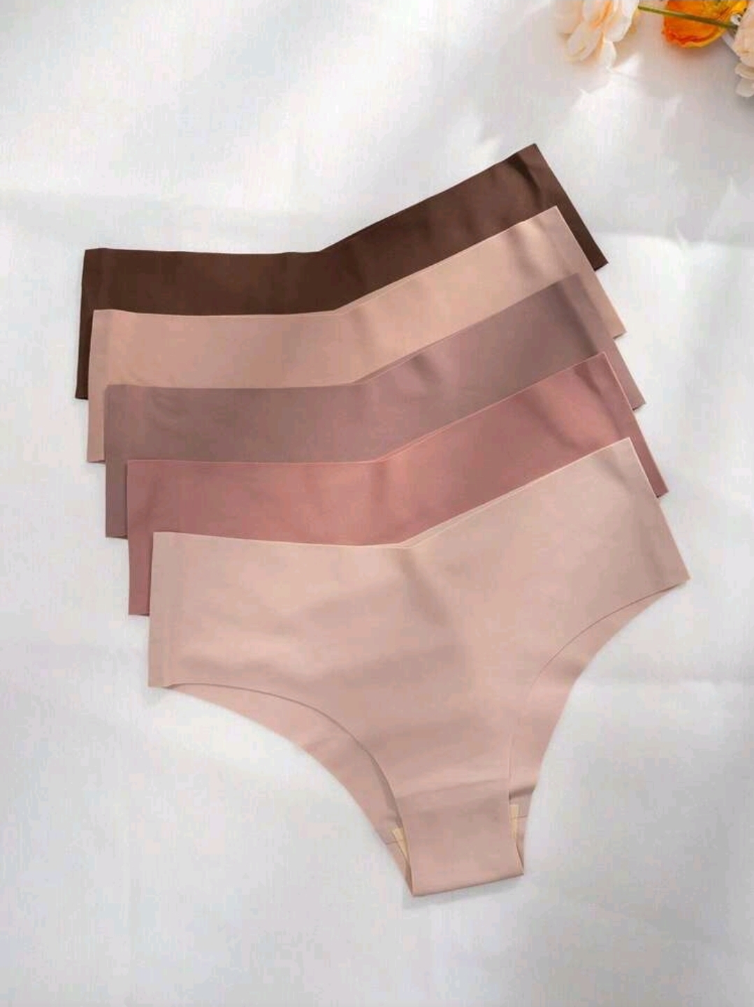 5 Pics Women's Casual Comfy Multicolor Knitted Fabric Plain Briefs, WLG-0012