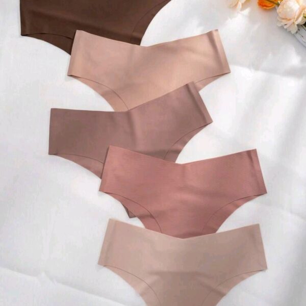 5 Pics Women's Casual Comfy Multicolor Knitted Fabric Plain Briefs, WLG-0012