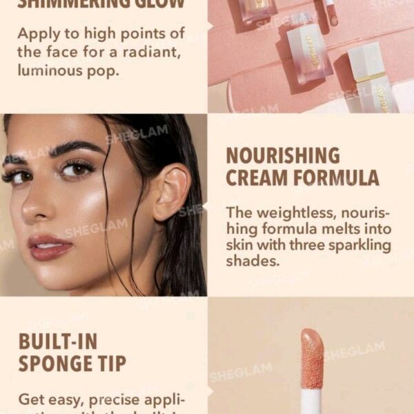 SHEGLAM Glow Bloom Liquid Highlighter-Vanilla Makeup, WMU-0018