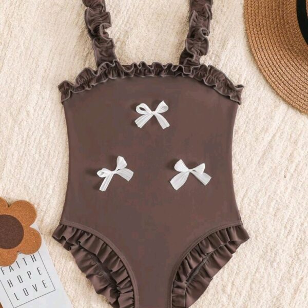 1pc Young Girl Plain Monokini Swimsuit, CHSW-003