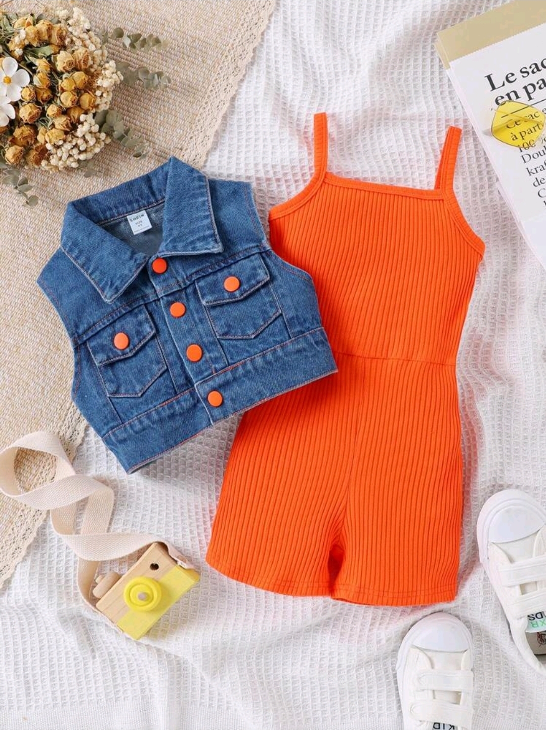Baby Girl Denim Vest & R Romper, CHTP-004