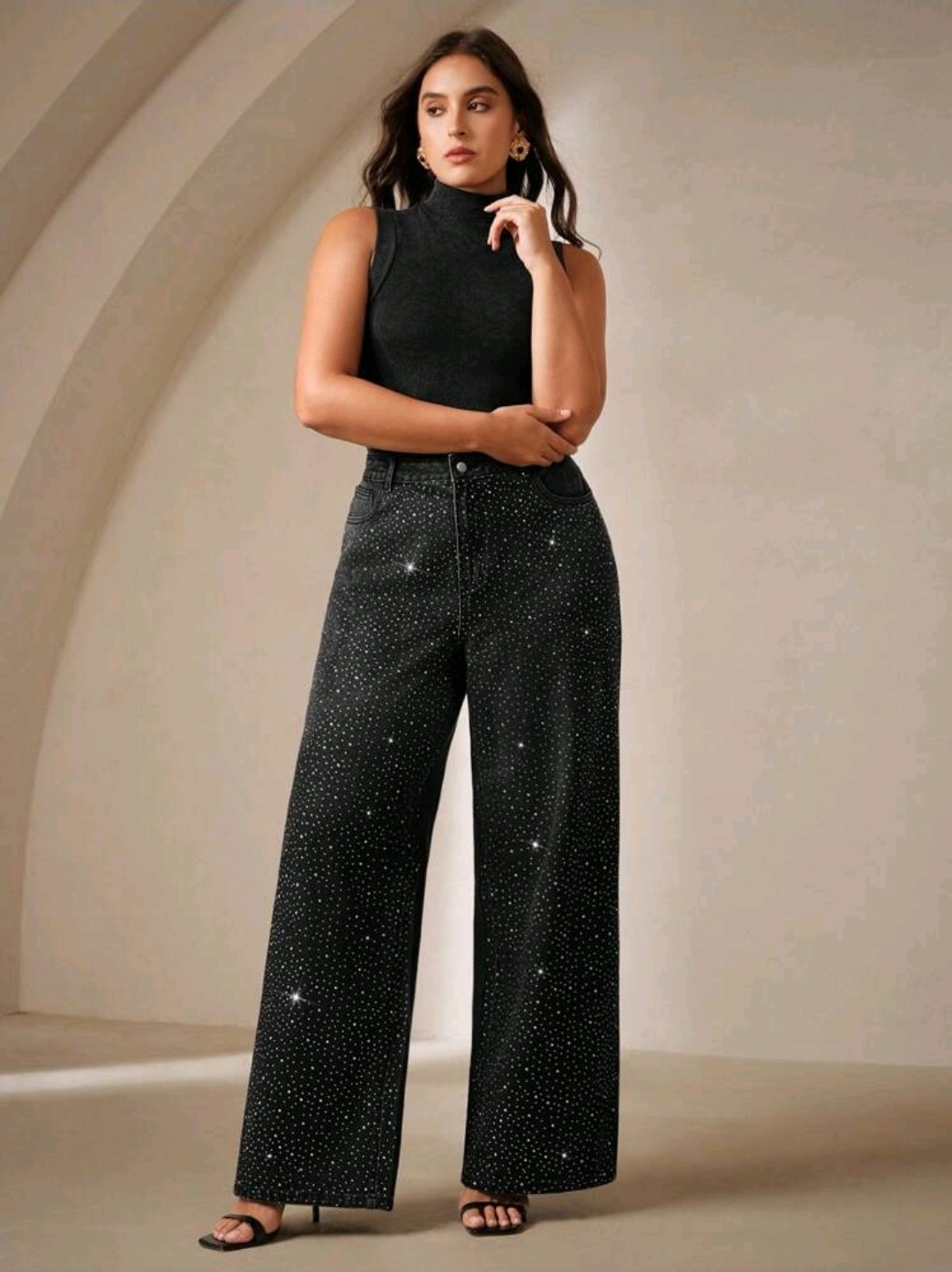 Screenshot_20260817_155134_SHEIN.jpg Plus Size Women's Rhinestone Wide Leg Jeans, CHJN-001