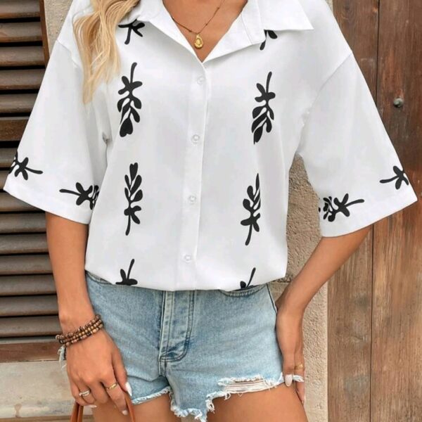 Women Loose Fit Button-Up Shirt, CHTP-001