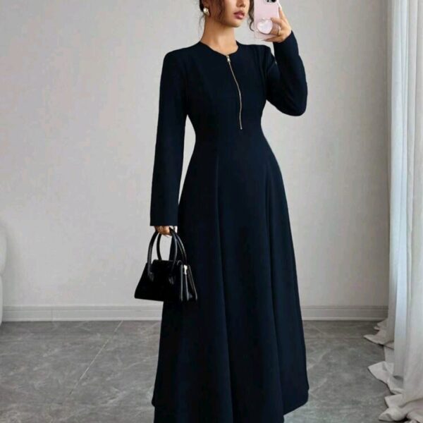 Women Elegant Long Sleeve Midi Dress, CHDR-004