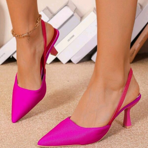Women's Rose Red 2-Way Wear Closed Toe High Heels 7cm Shoes, CHSH-002