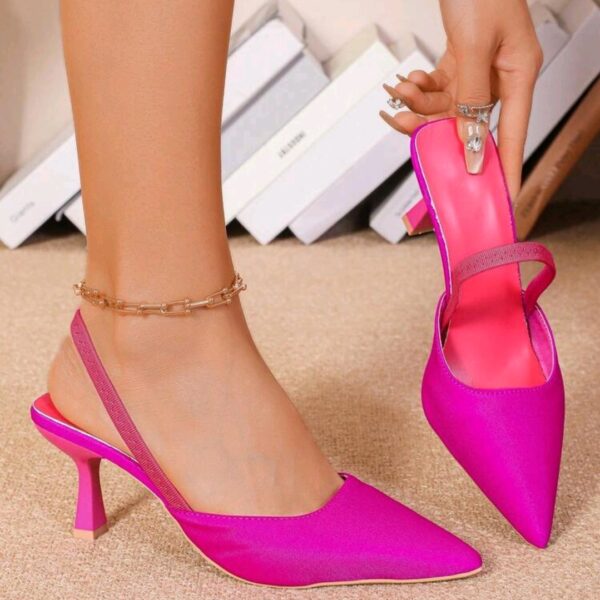 Women's Rose Red 2-Way Wear Closed Toe High Heels 7cm Shoes, CHSH-002