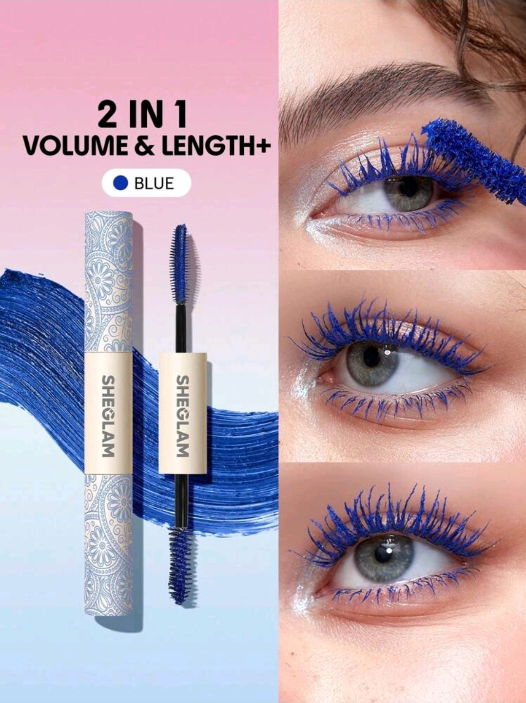 SHEGLAM Mascara 2 In 1 Blue Waterproof Makeup, WMU-0021