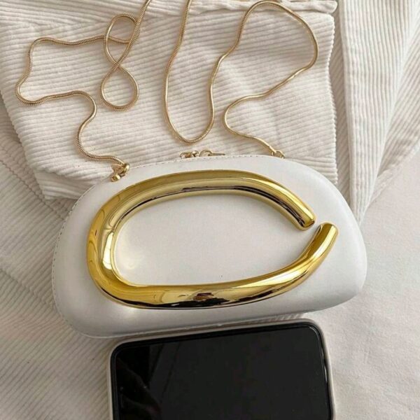 White Metal Decor Shoulder Crossbody Bag, WBG-006