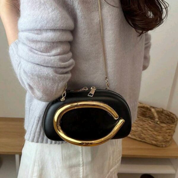Black Metal Decor Shoulder Crossbody Bag, WBG-007