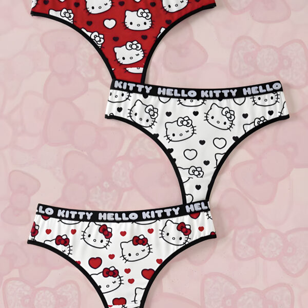 3 Pics HELLO KITTY AND FRIENDS Comfortable Thong Panties, WLG-0013